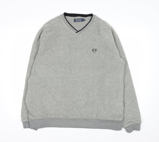 Maine New England Men's Grey V-Neck Fleece Sweatshirt XL