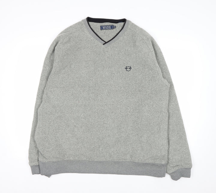 Maine New England Men's Grey V-Neck Fleece Sweatshirt XL
