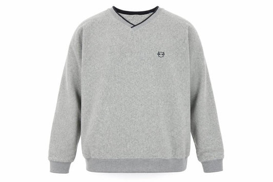 Front view of Maine New England Men's Grey V-Neck Fleece Sweatshirt XL