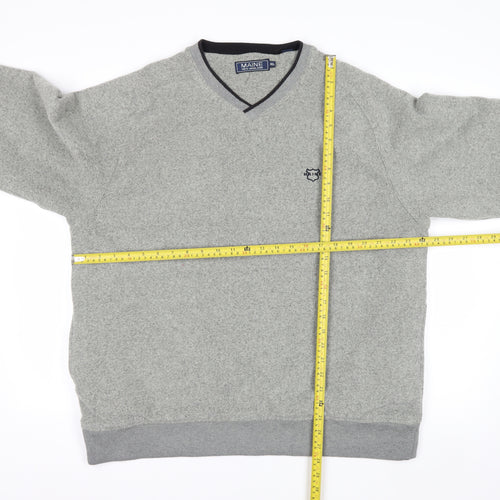 Maine New England Men's Grey V-Neck Fleece Sweatshirt XL