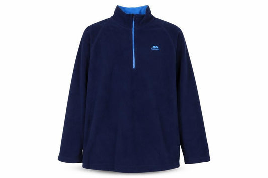 Front view of Trespass Men's Blue XL Fleece Pullover 1/4 Zip Sweatshirt