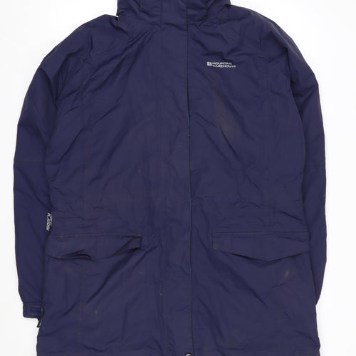 Mountain Warehouse Women Blue Waterproof Long Rain Coat Jacket Size 16