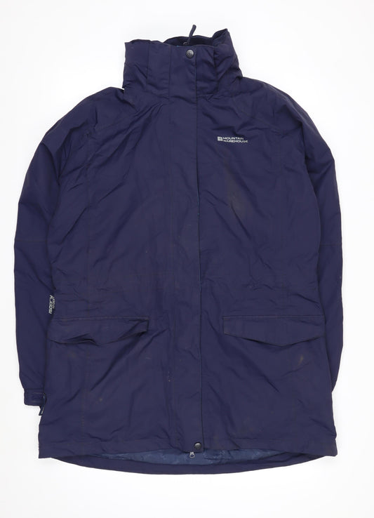 Mountain Warehouse Women Blue Waterproof Long Rain Coat Jacket Size 16