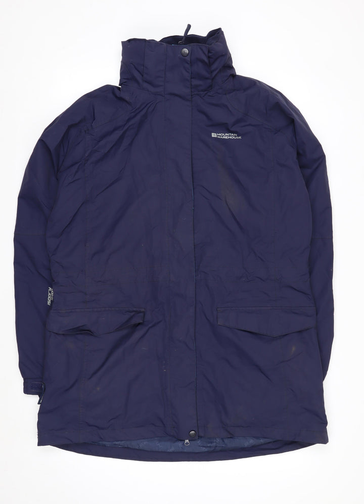 Mountain Warehouse Women Blue Waterproof Long Rain Coat Jacket Size 16