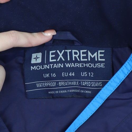 Mountain Warehouse Women Blue Waterproof Long Rain Coat Jacket Size 16