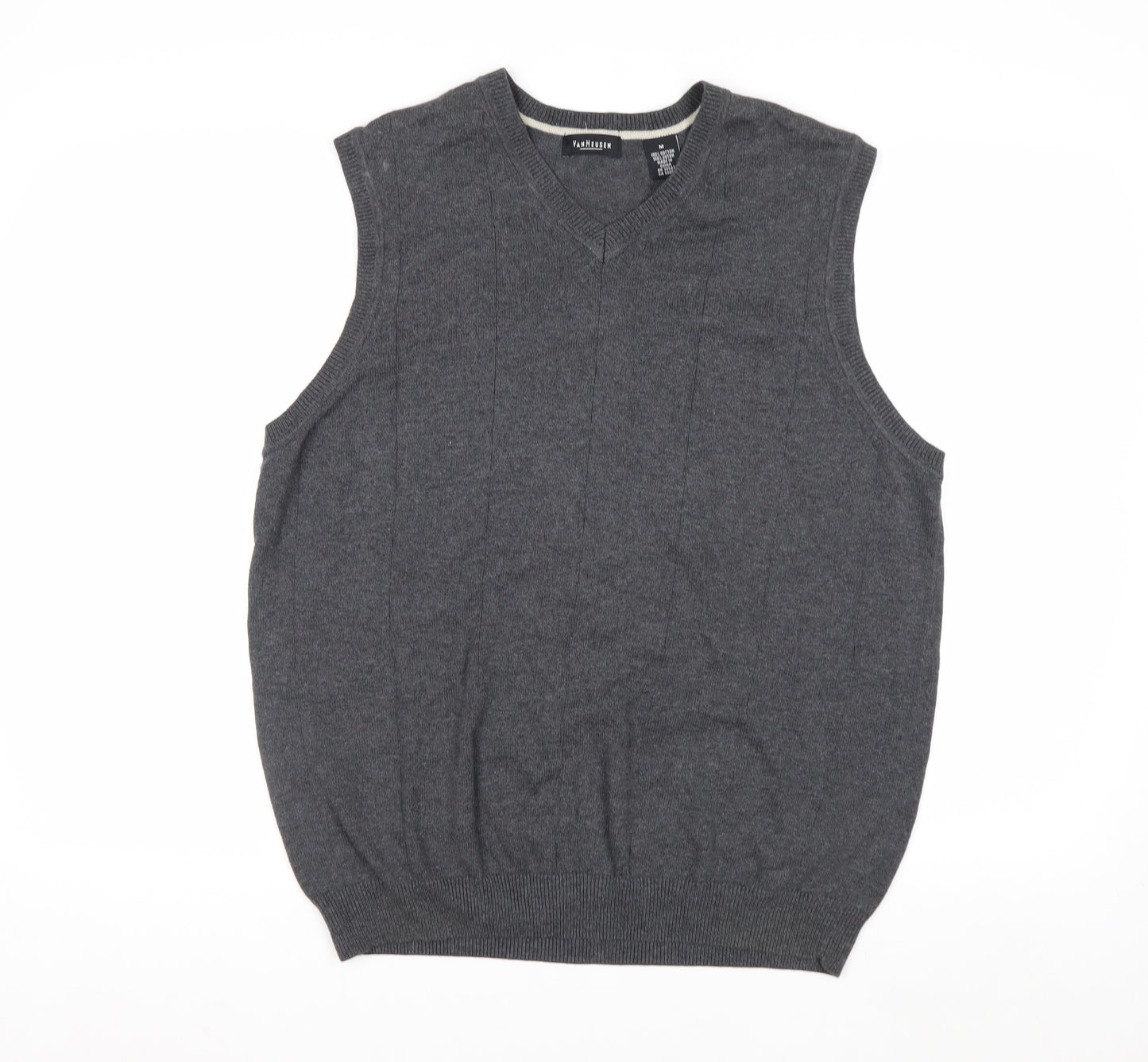 Van Heusen Men's Grey Cotton V-Neck Sleeveless Jumper Vest Size M