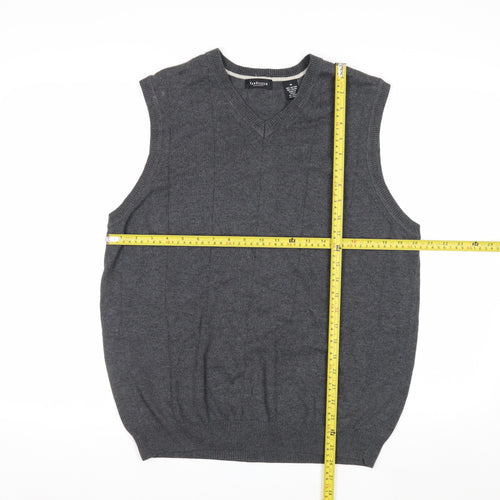 Van Heusen Men's Grey Cotton V-Neck Sleeveless Jumper Vest Size M