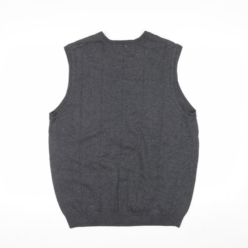 Van Heusen Men's Grey Cotton V-Neck Sleeveless Jumper Vest Size M