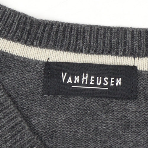 Van Heusen Men's Grey Cotton V-Neck Sleeveless Jumper Vest Size M
