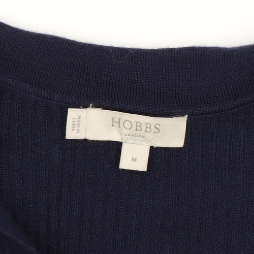 Hobbs Women’s Blue Merino Wool Collared Button Cardigan M