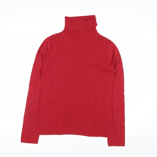August Silk Womens Red Roll Neck Knit Jumper Size M