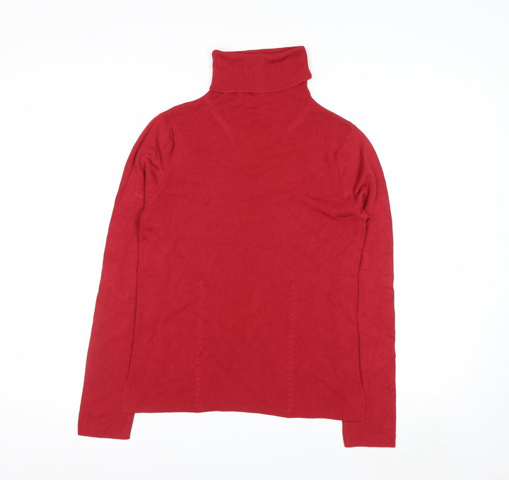 August Silk Womens Red Roll Neck Knit Jumper Size M
