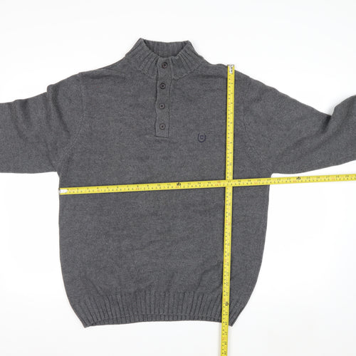 Chaps Men's Grey Cotton Henley Jumper Size M