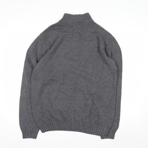 Chaps Men's Grey Cotton Henley Jumper Size M