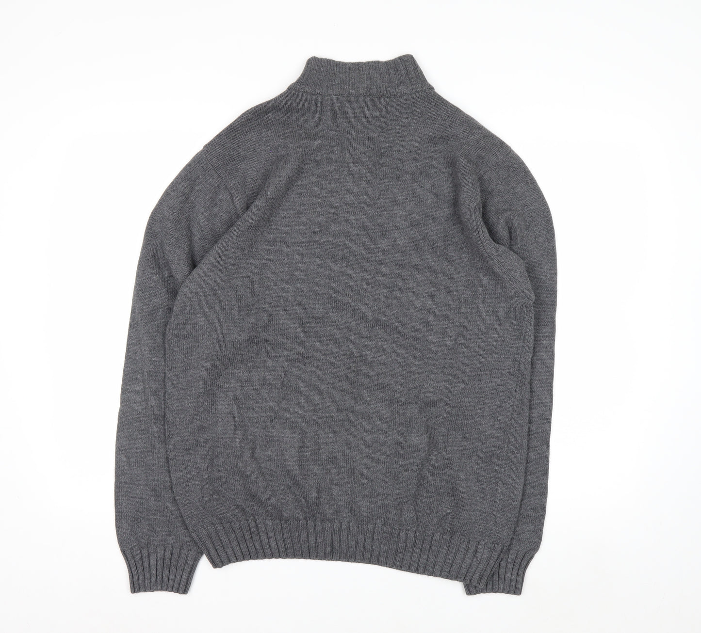 Chaps Men's Grey Cotton Henley Jumper Size M