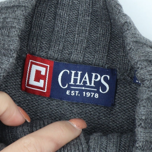 Chaps Men's Grey Cotton Henley Jumper Size M