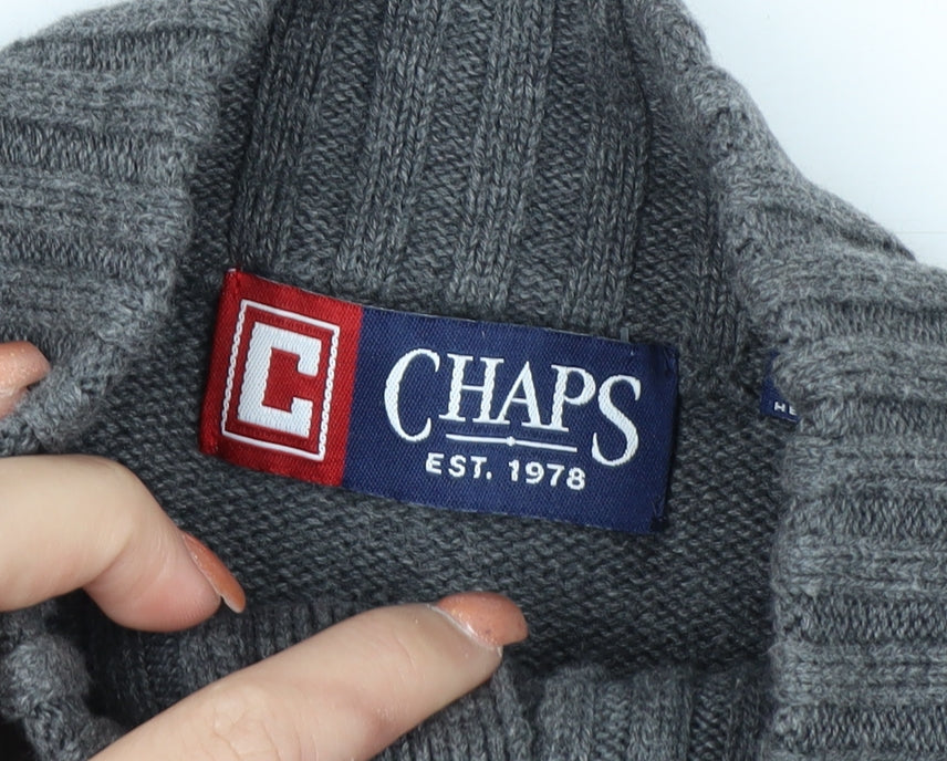 Chaps Men's Grey Cotton Henley Jumper Size M