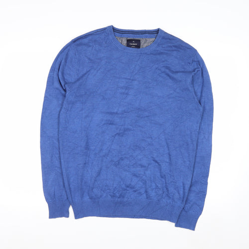 Carry Men's Blue Cotton Crew Neck Pullover Jumper M