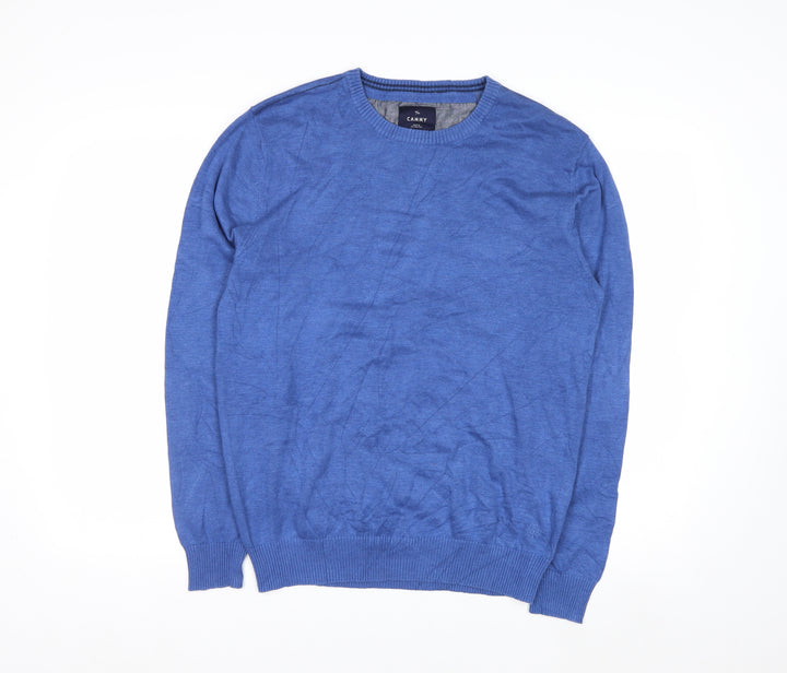 Carry Men's Blue Cotton Crew Neck Pullover Jumper M