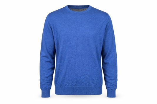 Front view of Carry Men's Blue Cotton Crew Neck jumper M
