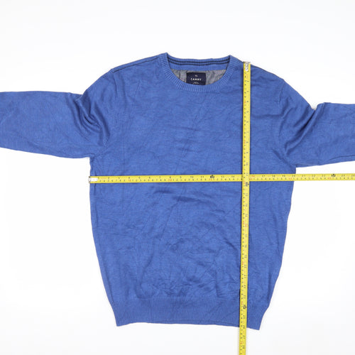 Carry Men's Blue Cotton Crew Neck Pullover Jumper M