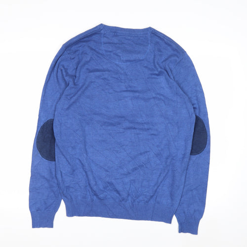Carry Men's Blue Cotton Crew Neck Pullover Jumper M