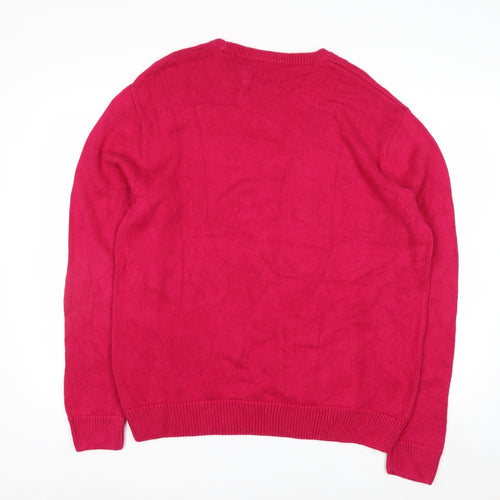 Chaps Mens Red XL Crew Neck Knit Pullover Jumper