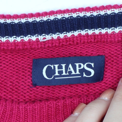 Chaps Mens Red XL Crew Neck Knit Pullover Jumper