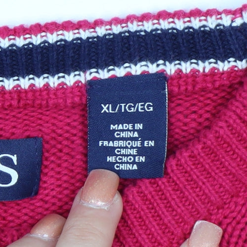 Chaps Mens Red XL Crew Neck Knit Pullover Jumper