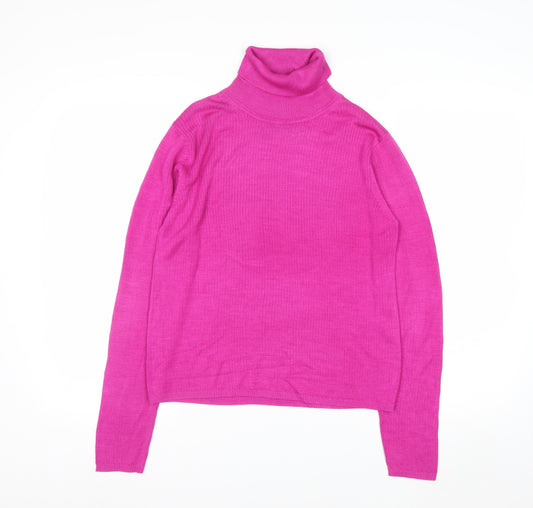 August Silk Womens Pink Roll Neck Long Sleeve Jumper M