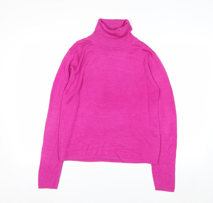 August Silk Womens Pink Roll Neck Long Sleeve Jumper M