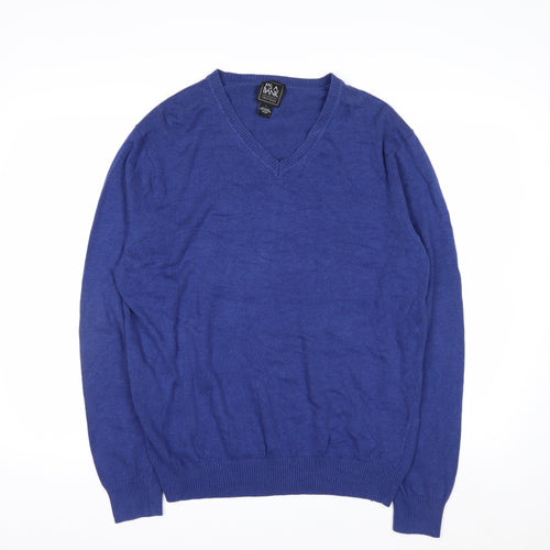 Jos. A. Bank Men's Blue Cotton V-Neck Pullover Jumper L
