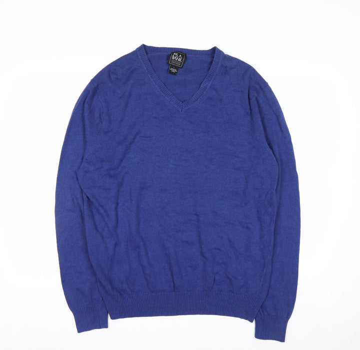 Jos. A. Bank Men's Blue Cotton V-Neck Pullover Jumper L