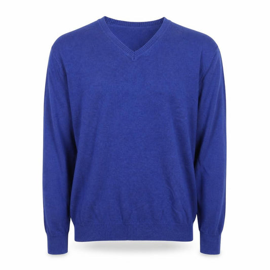 Front view of Jos. A. Bank Men's Blue Cotton V-Neck jumper L