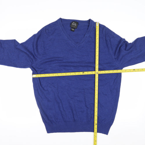 Jos. A. Bank Men's Blue Cotton V-Neck Pullover Jumper L