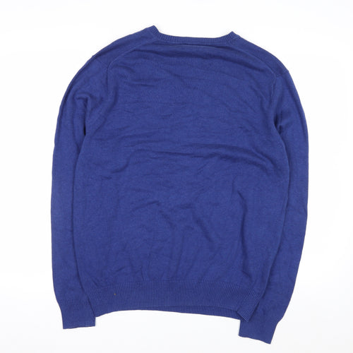 Jos. A. Bank Men's Blue Cotton V-Neck Pullover Jumper L