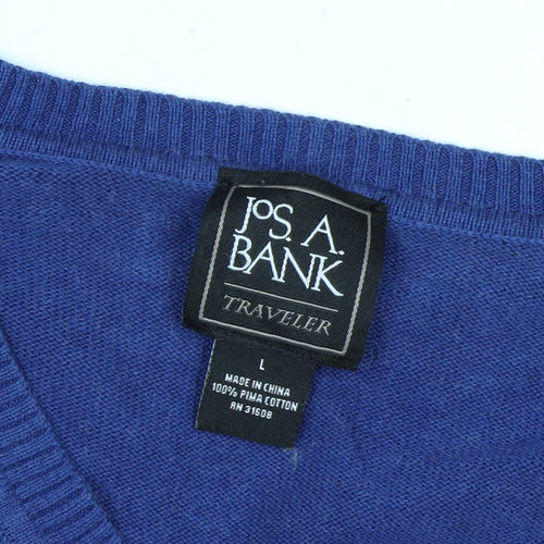 Jos. A. Bank Men's Blue Cotton V-Neck Pullover Jumper L