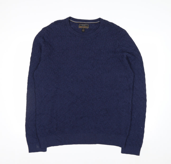 J.S. A. Bank Reserve Men’s Blue XL Cotton Cashmere Crew Neck Jumper