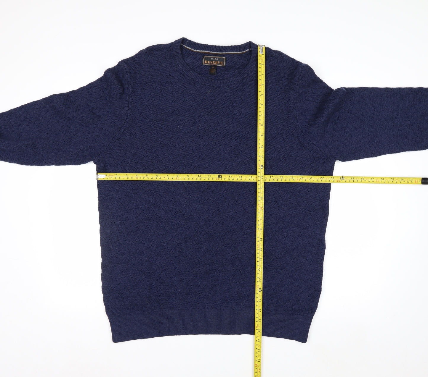 J.S. A. Bank Reserve Men’s Blue XL Cotton Cashmere Crew Neck Jumper