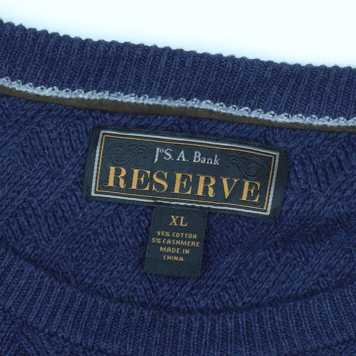 J.S. A. Bank Reserve Men’s Blue XL Cotton Cashmere Crew Neck Jumper