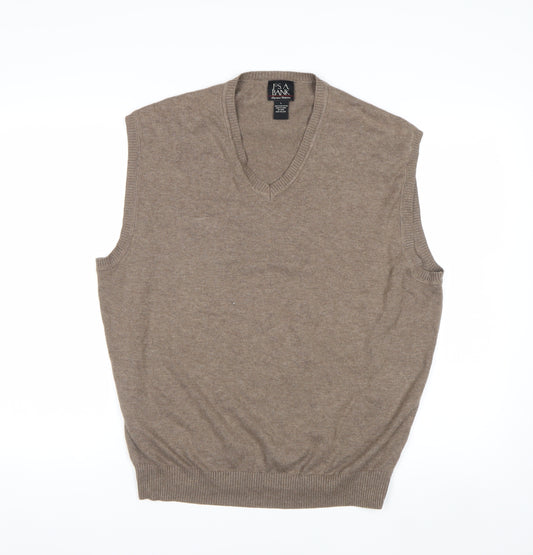 Jos. A. Bank Men's Beige Pima Cotton Sleeveless V-Neck Vest L