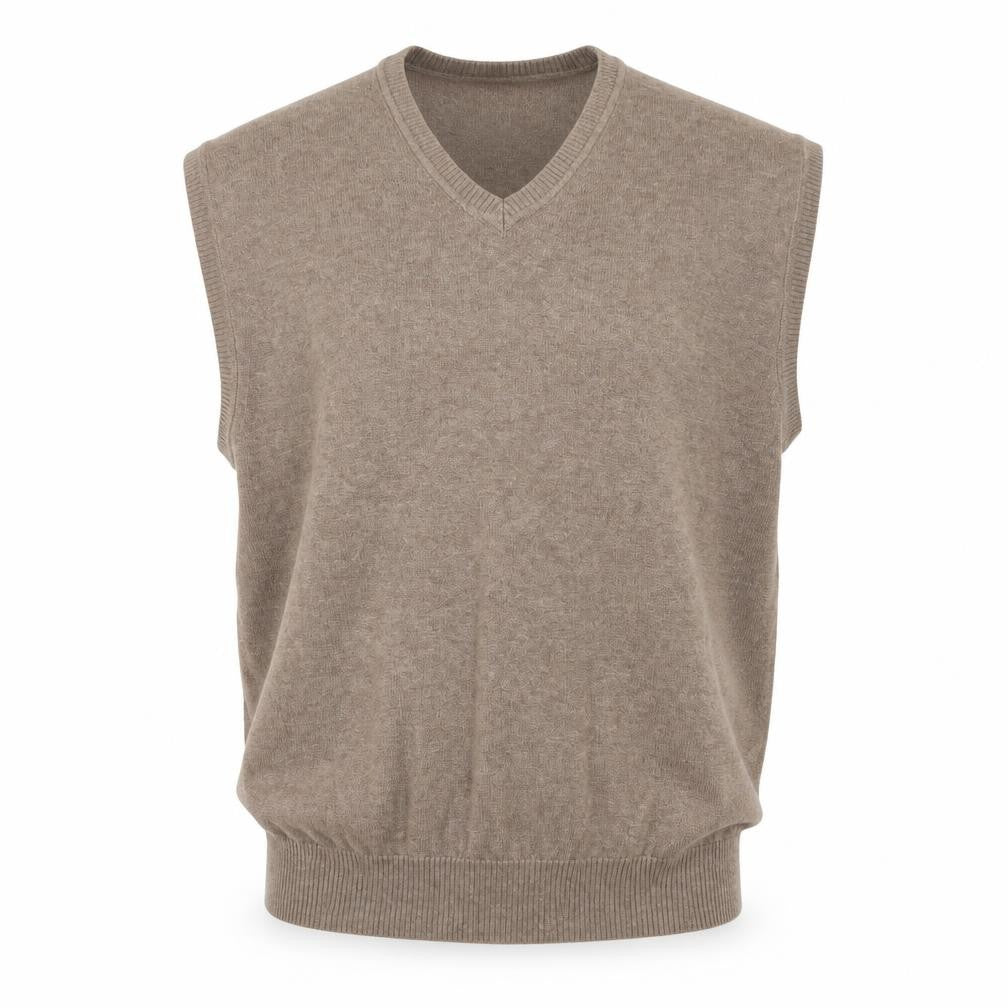 Jos. A. Bank Men's Beige Pima Cotton Sleeveless V-Neck Vest L