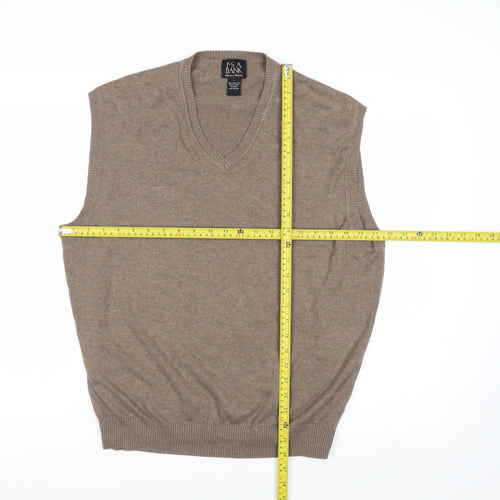 Jos. A. Bank Men's Beige Pima Cotton Sleeveless V-Neck Vest L