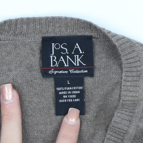 Jos. A. Bank Men's Beige Pima Cotton Sleeveless V-Neck Vest L