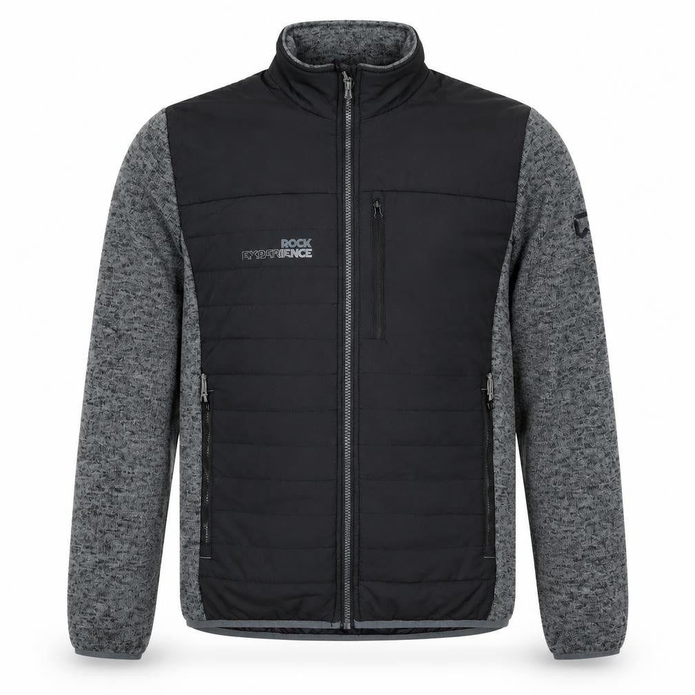 Front view of Rock Experience Men's Black M Soft Shell Fleece Jacket