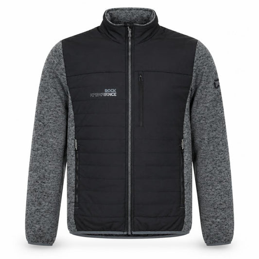 Front view of Rock Experience Men's Black M Soft Shell Fleece Jacket