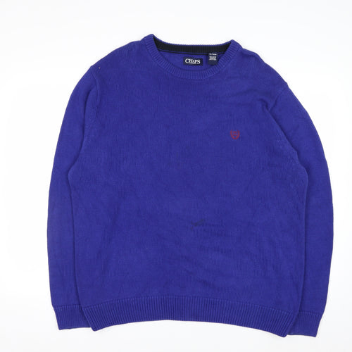 Chaps Mens Blue Cotton Crew Neck Pullover Jumper XL