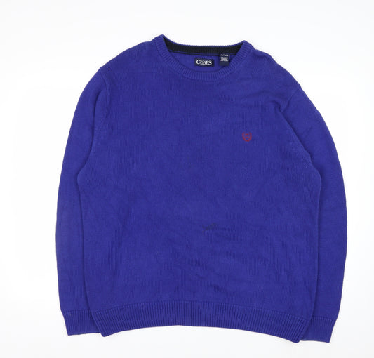 Chaps Mens Blue Cotton Crew Neck Pullover Jumper XL