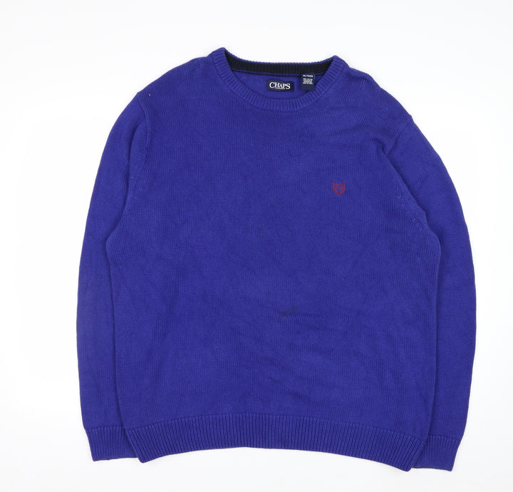 Chaps Mens Blue Cotton Crew Neck Pullover Jumper XL