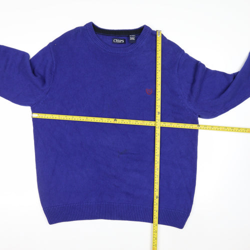 Chaps Mens Blue Cotton Crew Neck Pullover Jumper XL